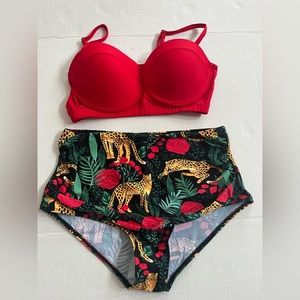 Animal Print High Wasited Bikini Set Womens Size Large